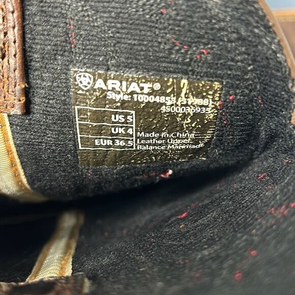 Ariat Quickdraw Square Toe Brown Leather Cowboy Boots 10004853 Sz 5 - Picture 7 of 8